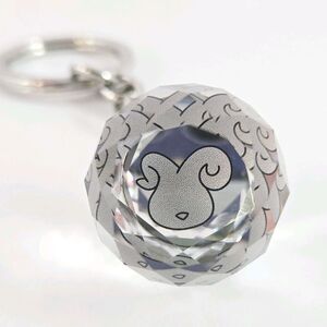 Swarovski Crystal Zodiac Keychain Aries Key Ring Faceted Ram Key Fob Silver NEW
